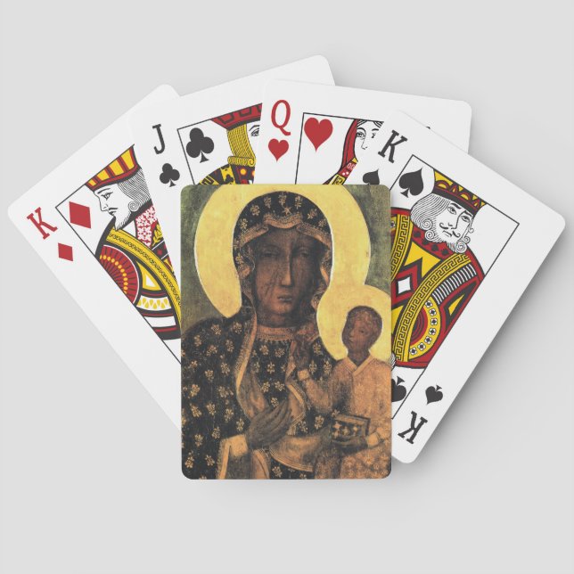 Black Madonna Virgin Mary Icon Poland Our Lady Playing Cards (Back)