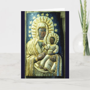 Black Madonna Wood Carving Christmas Stamp Holiday Card