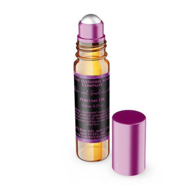 Black Magenta Glitter Perfume Roller Bottle label (Creator Uploaded)