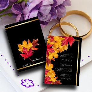 Black Magic Meets Rustic Golden Autumn Wedding Invitation
