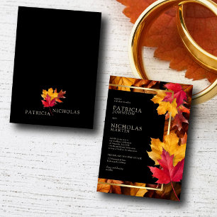 Black Magic Meets Rustic Golden Autumn Wedding Invitation