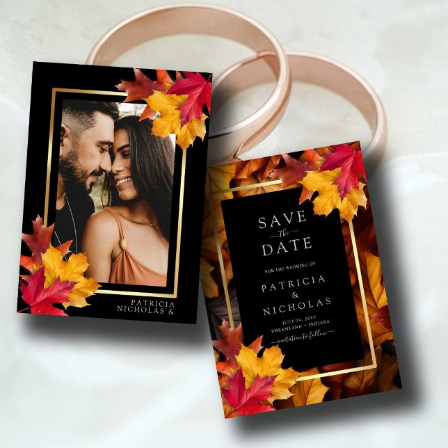 Black Magic Meets Rustic Golden Autumn Wedding Save The Date (Creator Uploaded)