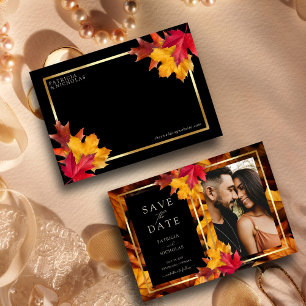 Black Magic Meets Rustic Golden Autumn Wedding Save The Date