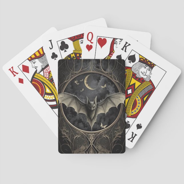 Black Magic Spooky Bat  Playing Cards (Back)