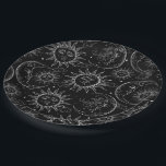 Black Magic Vintage Celestial Sun Moon Stars Paper Plate<br><div class="desc">Customise with text if desired</div>