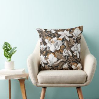 Black Magnolia Grandiflora Cushion