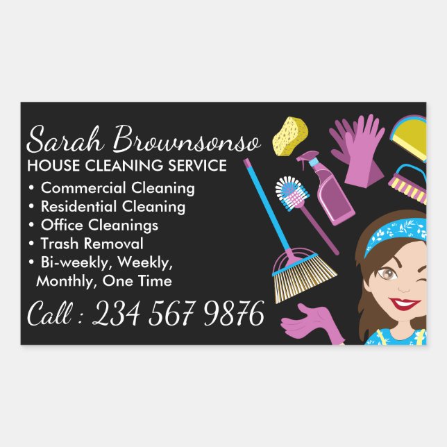 Black Maid Janitorial Lady Washing Rectangular Sticker (Front)