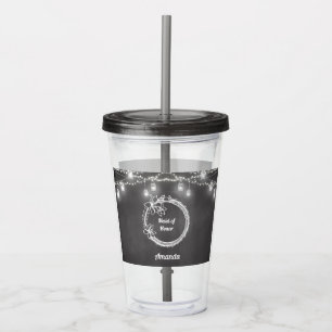 Black Maid of Honour Wedding Mason Jar Acrylic Tumbler
