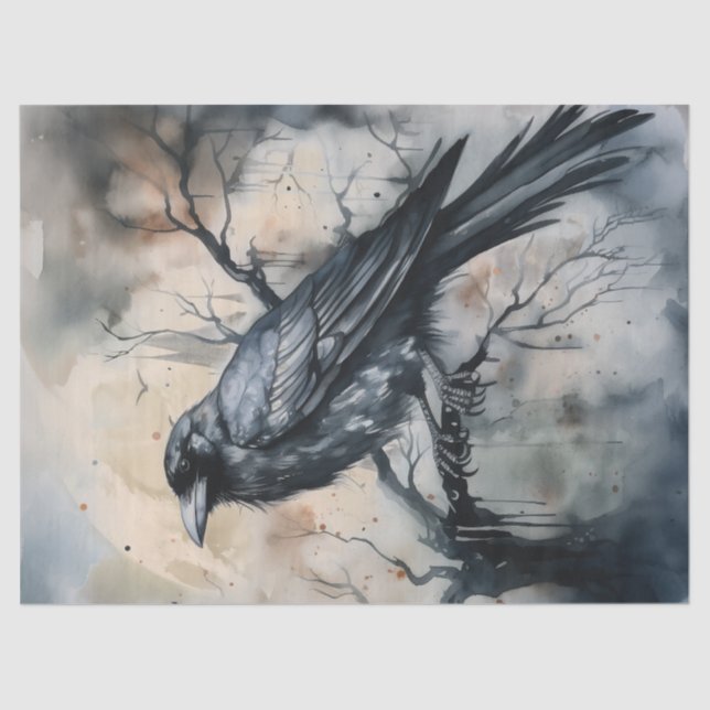 Black Majestic Raven Tissue Paper (Front)