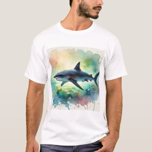 Black Mako Shark 061024AREF111 - Watercolor T-Shirt