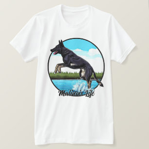 Black Malinois in Water T-Shirt