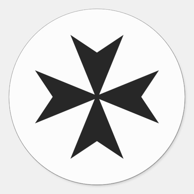 Black Maltese Cross Classic Round Sticker (Front)