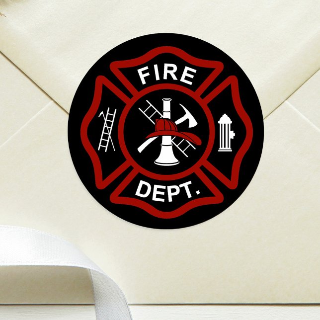 Black Maltese Cross on Black Background Classic Round Sticker (Creator Uploaded)