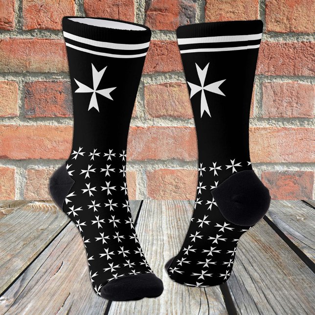 Black Maltese Cross, St. John, Malta flag / symbol Socks (Creator Uploaded)