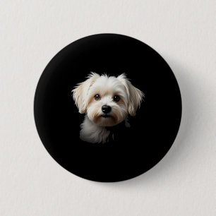Black Maltese Dog Maltese Face 6 Cm Round Badge