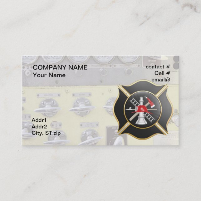 Black maltese  firefighting cross business card (Front)