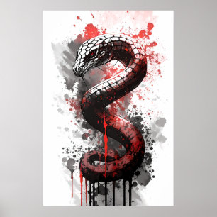 Black Mamba Ink Painting Poster
