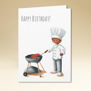 Black Man Chef Barbecue Birthday Card