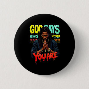 Black man god says are juneteenth emancipation day 6 cm round badge