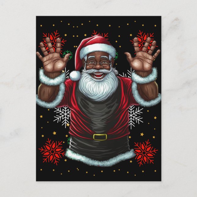 Black Man Melanin Christmas Santa Claus Ugly Xmas Holiday Postcard (Front)