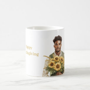 Black Man Sunflowers Coffee Mug