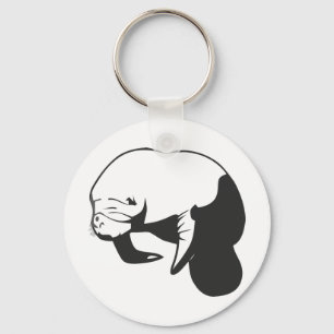 Black Manatee Key Ring