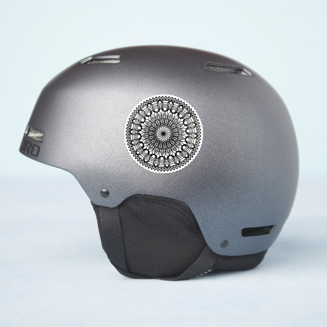 Black Mandala Circles and leaves (Helmet Side)