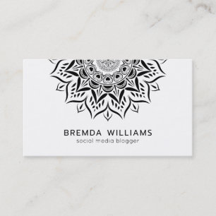 Black mandala hearts and swirls business card