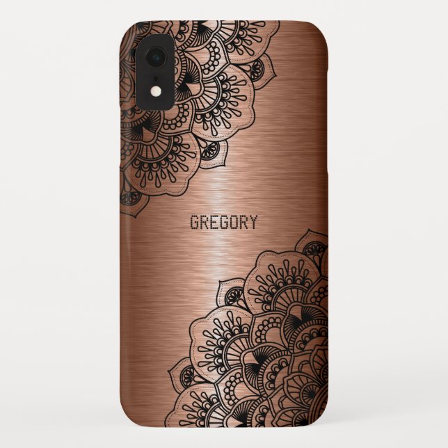 Black mandala metallic copper background Case-Mate iPhone case (Back)