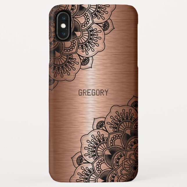 Black mandala on metallic copper background Case-Mate iPhone case (Back)