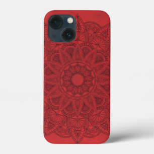 Black Mandala on Red Stains iPhone 13 Mini Case