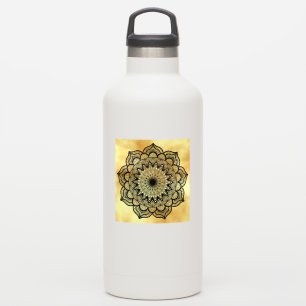 Black Mandala on Soft Gold Background