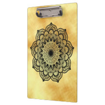 Black Mandala on Soft Gold Background