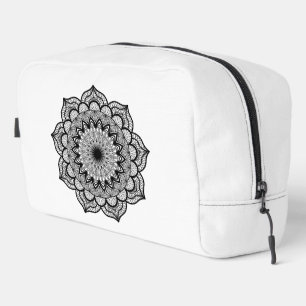 Black Mandala on White Background Dopp Kit