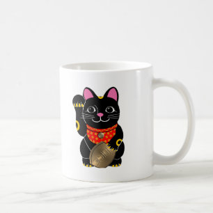 Black Maneki Neko Coffee Mug