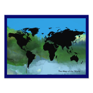 Black Map of the World abstract Photo Print