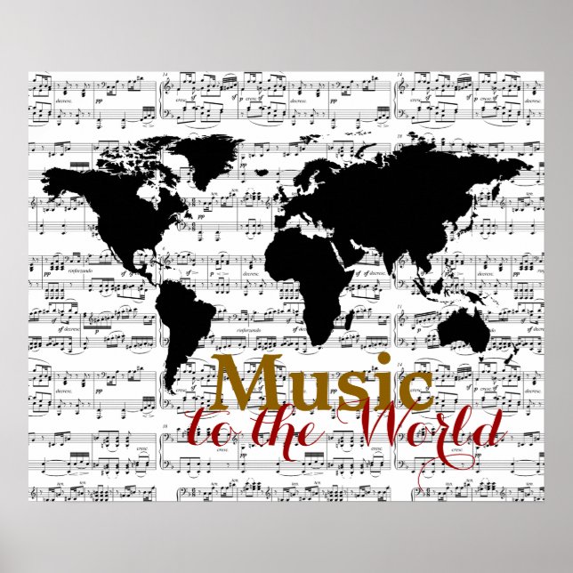 black map with musical notes poster (Front)