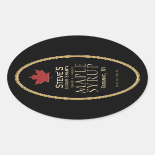 Black Maple Syrup Label with Red Leaf