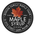 Black Maple Syrup Label with Red Sugar Maple Leaf