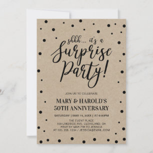 Black & Marble   50th Surprise Wedding Anniversary Invitation
