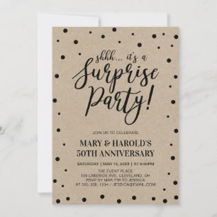 Black & Marble   50th Surprise Wedding Anniversary Invitation