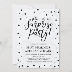 Black & Marble   50th Surprise Wedding Anniversary Invitation