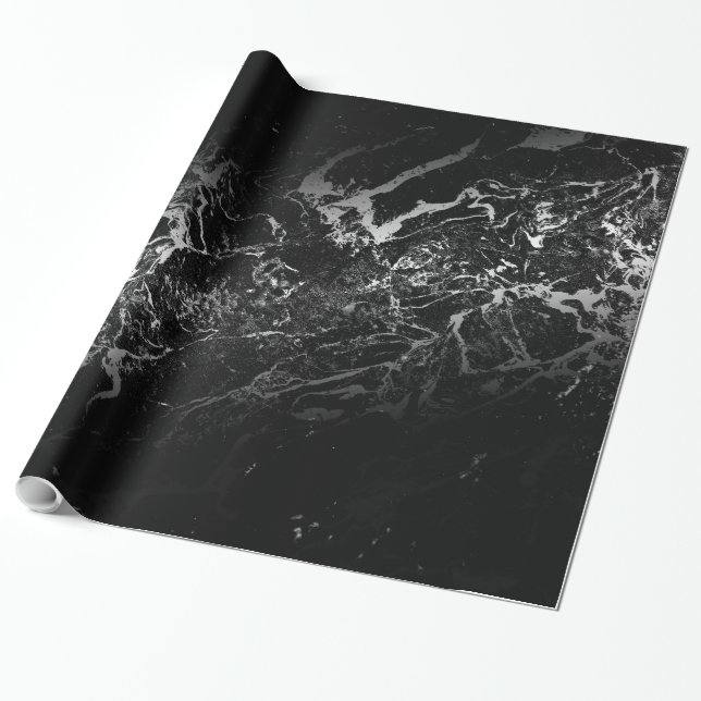 black marble abstract design wrapping paper (Unrolled)