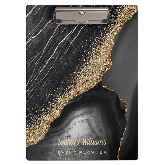 Black Marble Agate  Clipboard (Front)