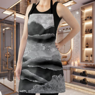 BLACK MARBLE AGATE GOLD GLITTER GLAM APRON
