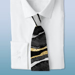 Black Marble Agate Gold Tie<br><div class="desc">Black watercolor agate marble design with faux gold  detail.</div>