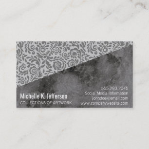 Black Marble and Elegant Lace Colour Block Business Card