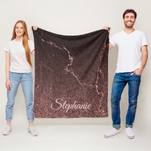 Black Marble and Glitter Fleece Blanket