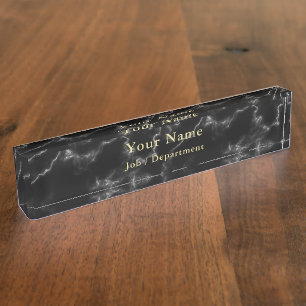 Black Marble and gold classy executive Nameplate