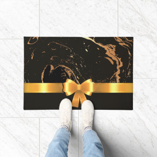 Black Marble and Ribbon Doormat